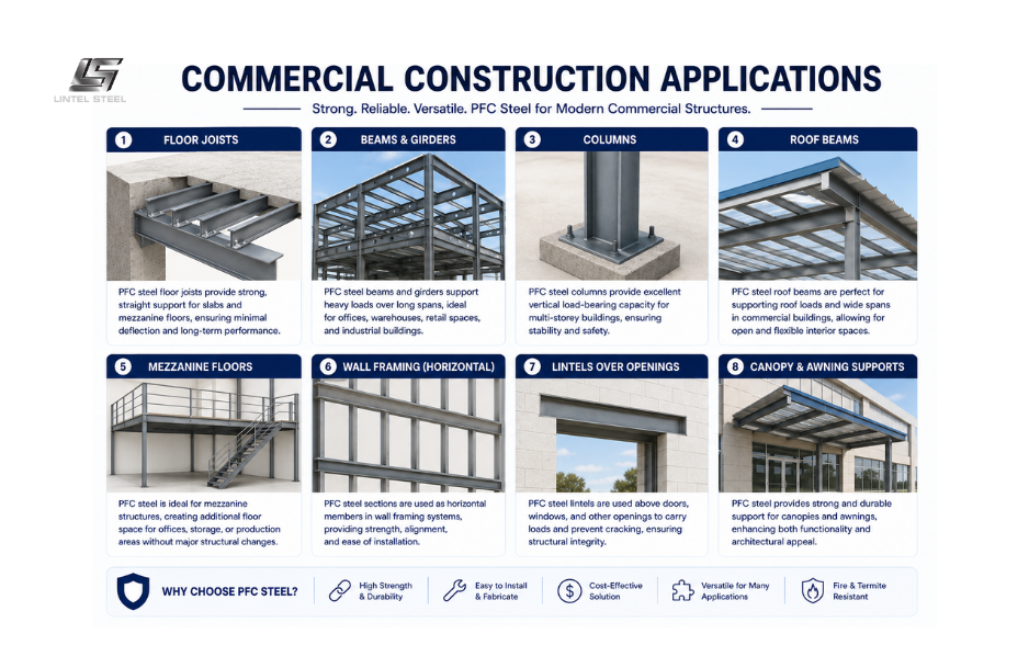 commercial construction applications of pfc steel