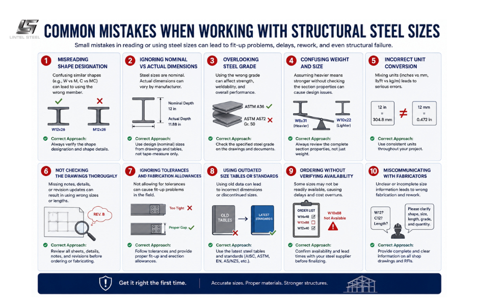 common mistakes when working with structural steel sizes