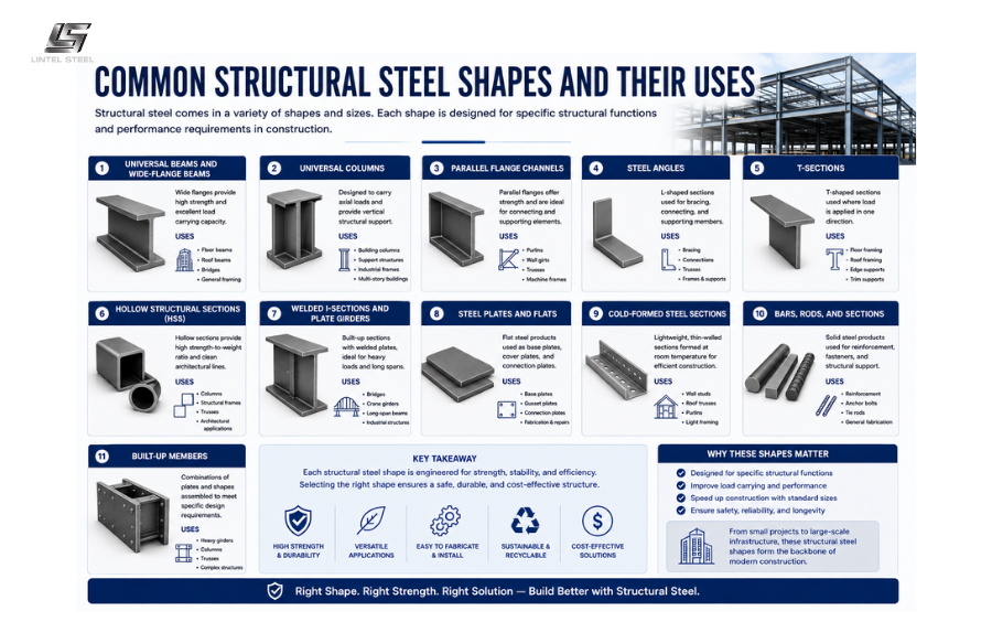 common structural steel shapes and uses