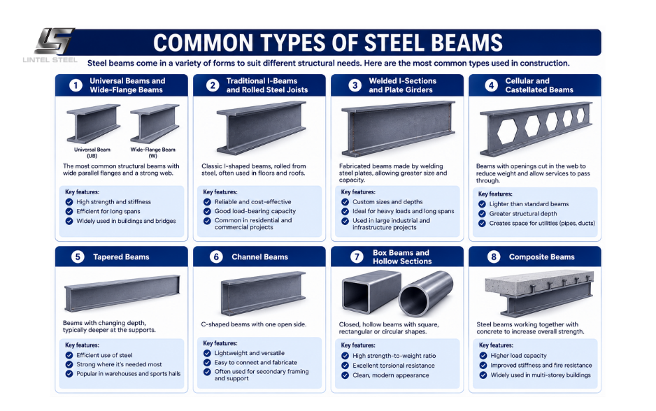 common types of steel beams