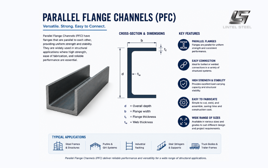 types of structural steel parallel flange channels