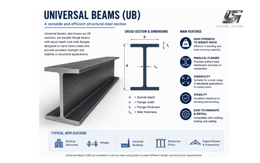 types of structural steel universal beams