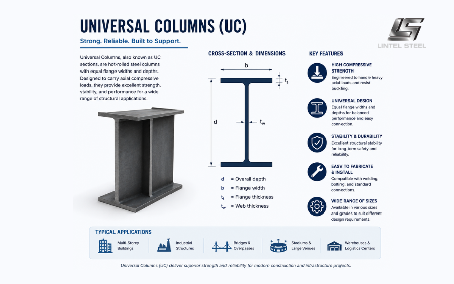 types of structural steel universal columns