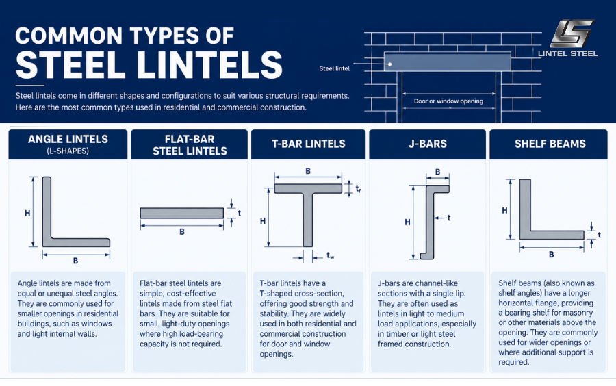 common types of steel lintels