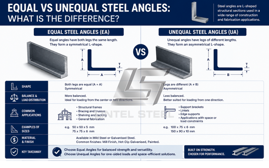equal vs unequal steel angles what is the difference