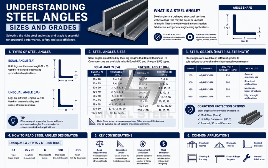 understanding steel angles sizes and grades