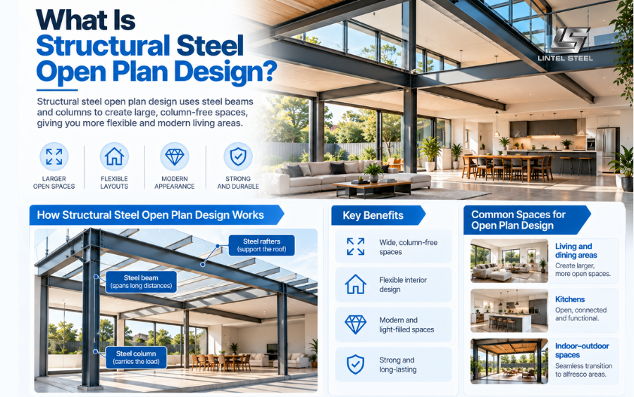 what is structural steel open plan design