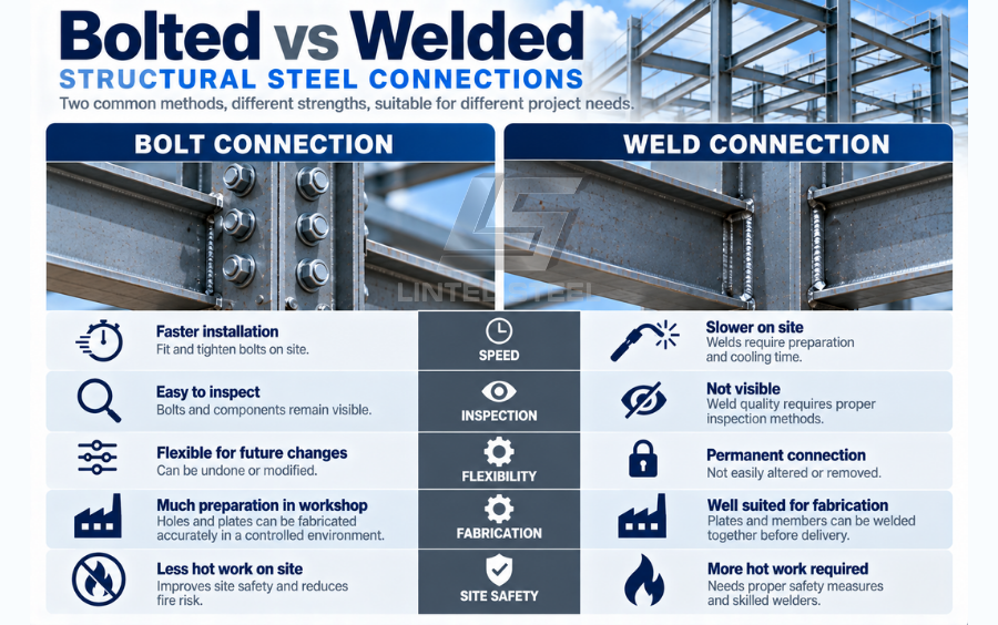 bolted vs welded connections structural steel connections