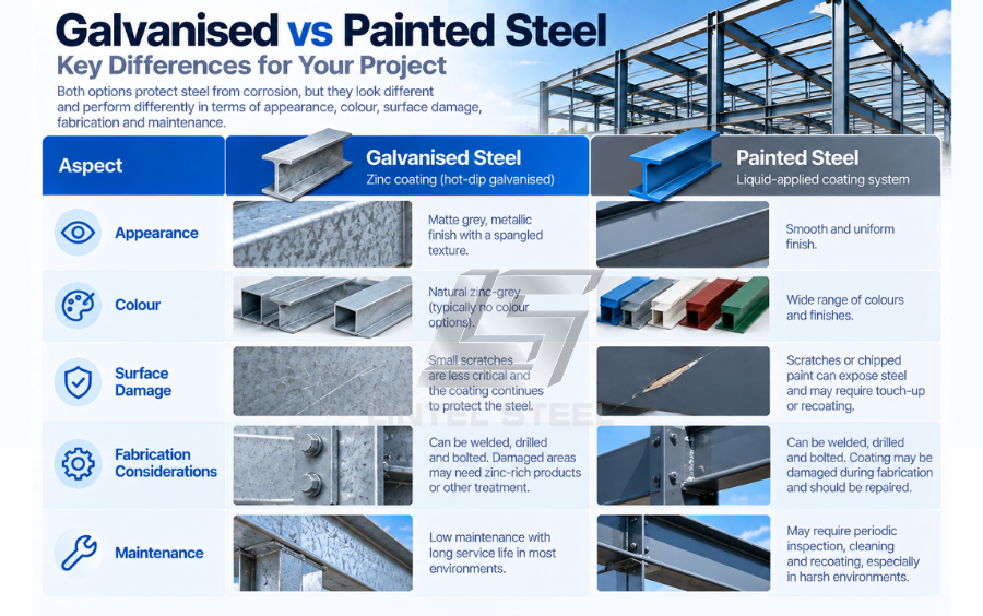 galvanised vs painted steel key differences