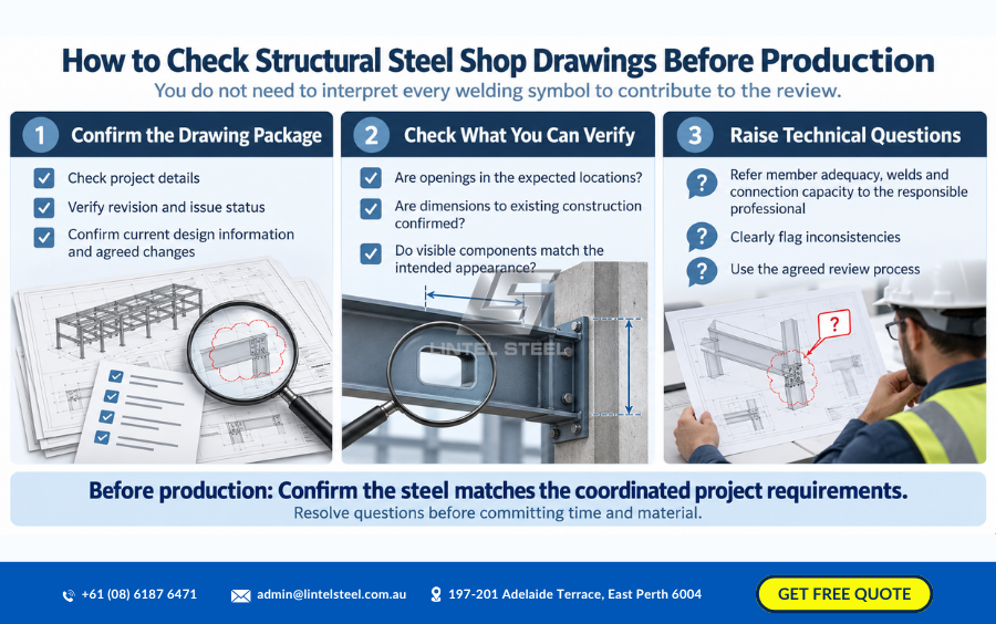 how to check structural steel shop drawings before production